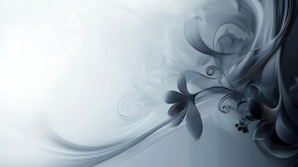Abstract Gray Floral Design with Swirling Lines