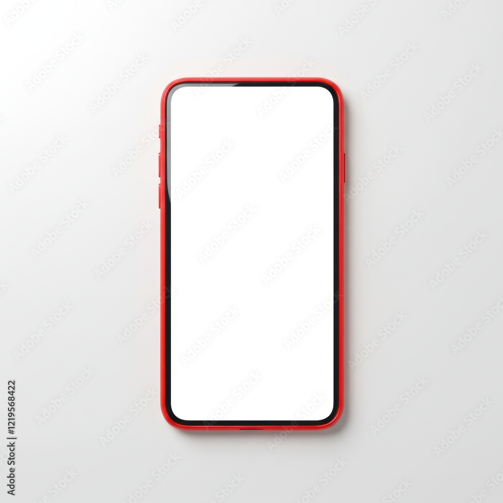 Poster minimalist smartphone design with red frame on white background