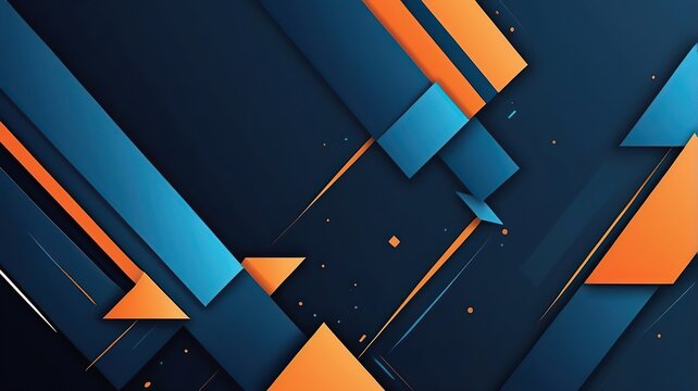 Vector-style dynamic geometric background with blue shapes and orange accent lines. Abstract, minimal, and futuristic graphic design, featuring smooth transitions and sharp geometry.