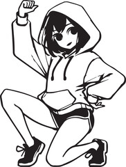 Girl Dancing In Hoodie Vector
