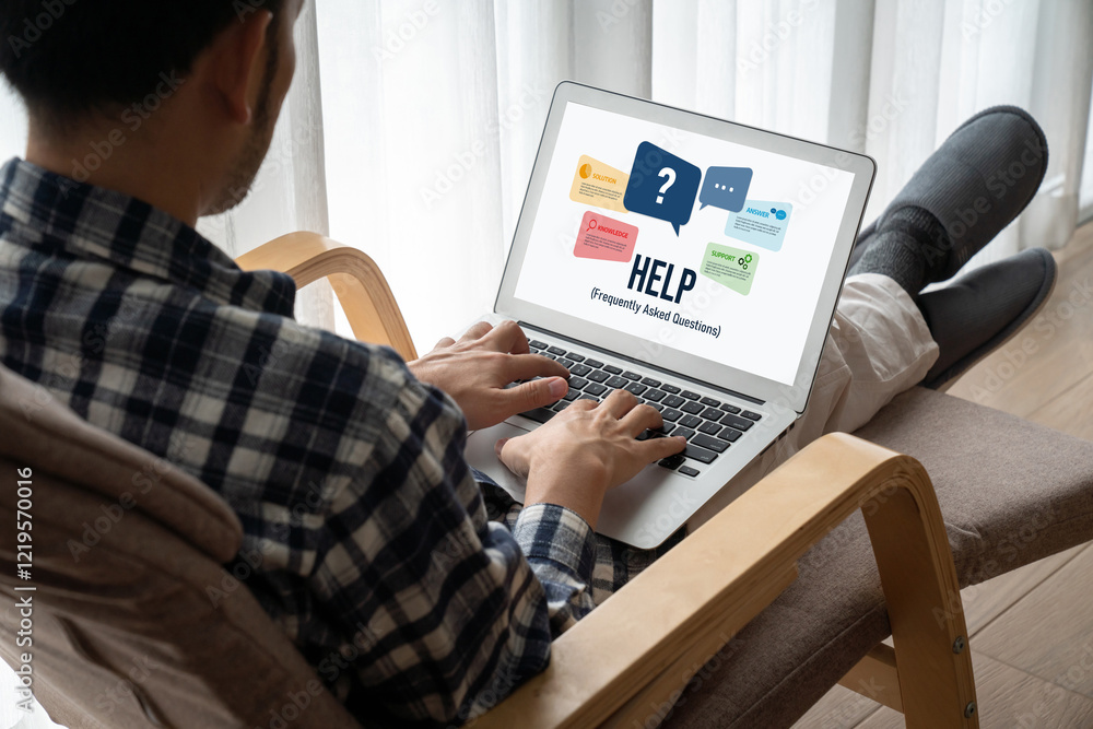 Poster help screen on the website provide answer to faq frequently asked question snugly with knowledge inf