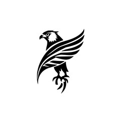 Obraz premium Majestic Eagle: Black and White Tribal Bird Vector Graphic Design