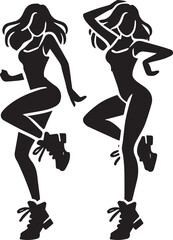Girls Group Dance Vector Design