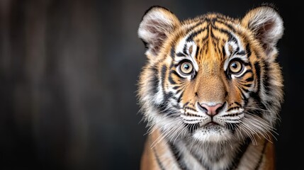 Naklejka premium A close up of a tiger's face with a black background