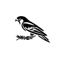 Majestic Falcon Silhouette: A Stunning Black and White Bird Illustration