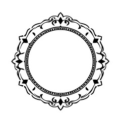 Elegant Circular Frame: Vintage Ornamental Border Design. Perfect for logos, invitations, and more. Classic, symmetrical, and decorative.