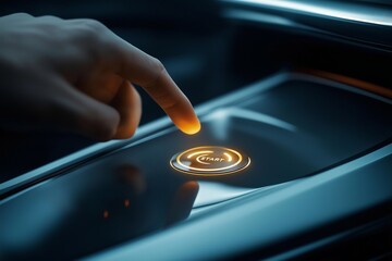 Start Button Pressed on Sleek Car Dashboard Close-up