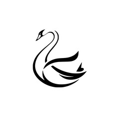 Elegant Swan: Minimalist Bird Logo Design.  Perfect for nature-inspired brands, this simple yet stylish vector graphic is a symbol of grace and beauty.