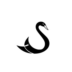 Black Swan Silhouette: Elegant Bird Logo Design. Graceful waterfowl vector graphic, perfect for nature, wildlife, and minimalist art projects.