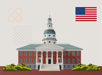 Maryland State House - Annapolis, Maryland - Stock Illustration