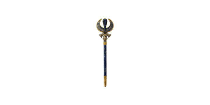 Ancient egyptian scepter with ornate design isolated on transparent background