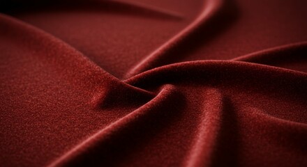 Luxurious Red Velvet Fabric Texture Draped Close Up Rich Burgundy Textile Background