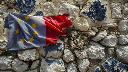 flag of Bosnia and Herzegovina painted on cracked wall background