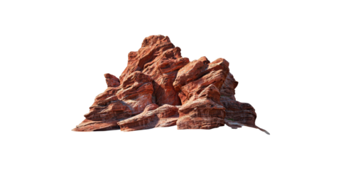 Red rock formation isolated on transparent background