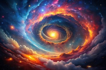 Obraz premium Vibrant Cosmic Nebula: Exploding Starburst of Color and Energy