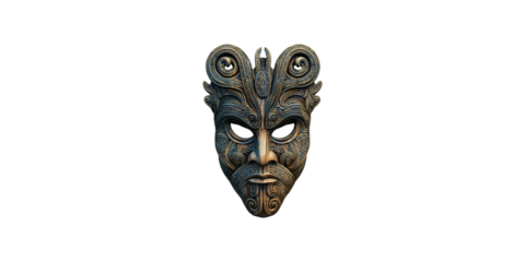 Intricate tribal mask design isolated on transparent background