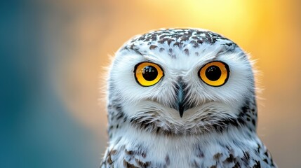 Obraz premium A close up of an owl with yellow eyes