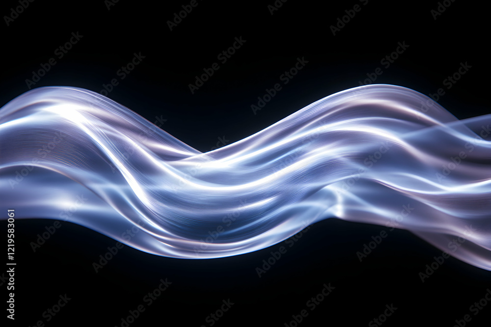 Poster an abstract representation of flowing light waves, showcasing smooth curves and luminous trails agai