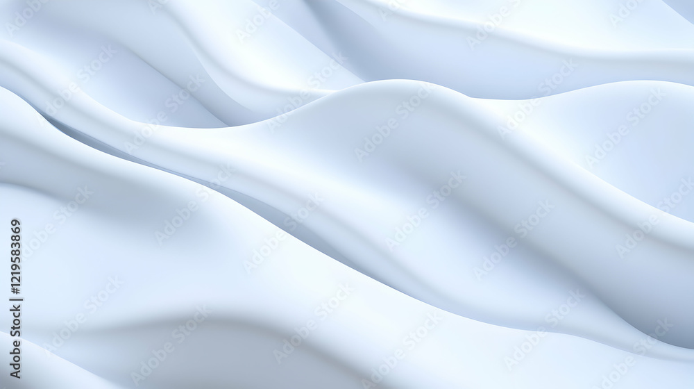 Poster an abstract image of soft, flowing white fabric creating gentle waves. the elegant curves and smooth