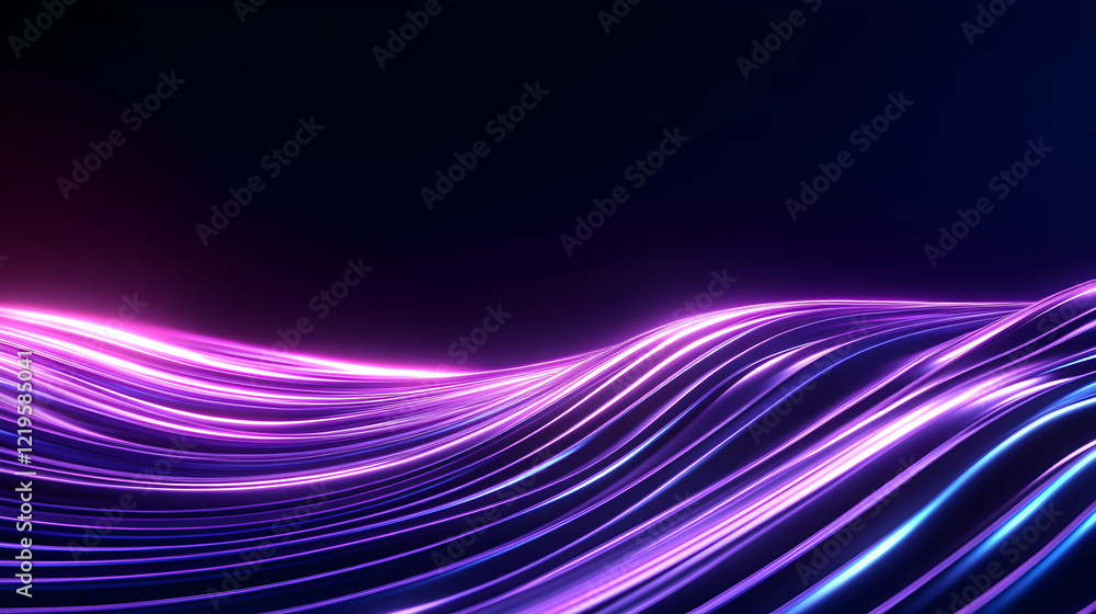 Poster a mesmerizing abstract background featuring vibrant neon lines that flow elegantly across a dark bac