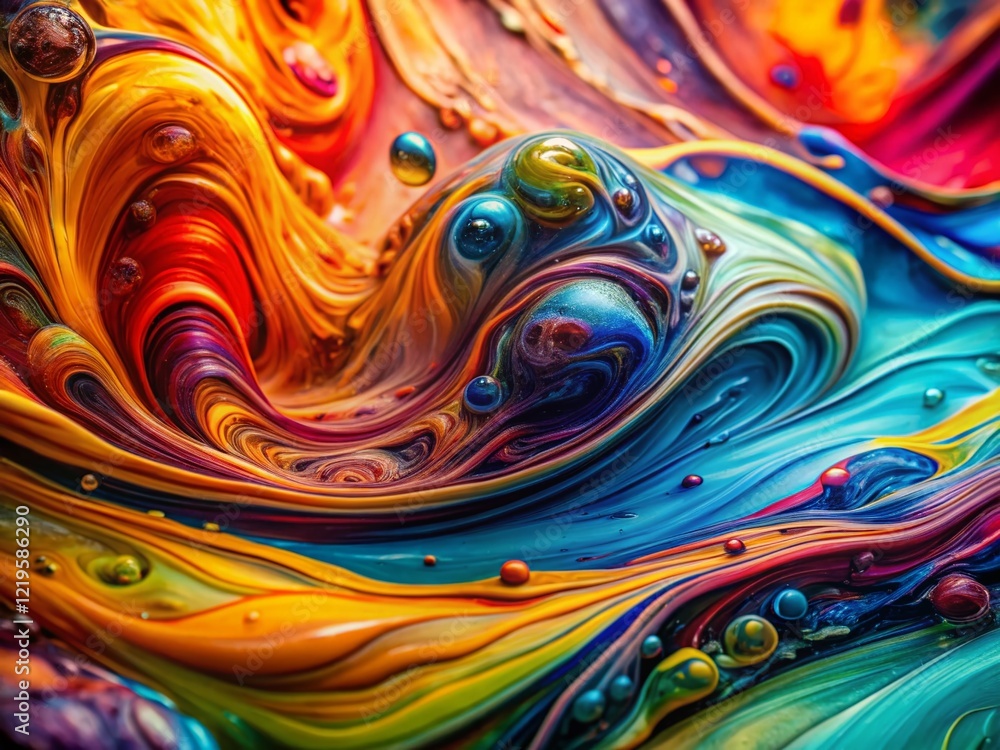 Poster vibrant hues abstract macro photography: dynamic color flow digital art canvas