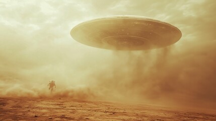Astronaut Encountering Mysterious UFO
