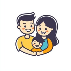Design of happy family icon logo illustration isolated on white background