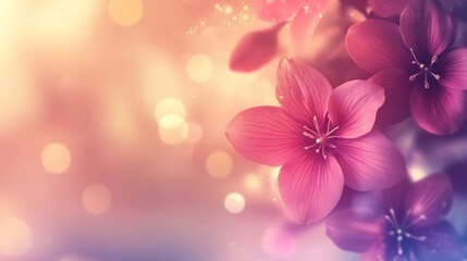 Delicate Pink Flowers Soft Bokeh Background