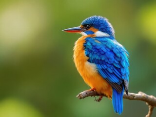 Obraz premium Vibrant Kingfisher Bird Perched on Branch