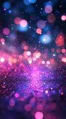 Colorful bokeh lights shining through branches at night in a vibrant atmosphere