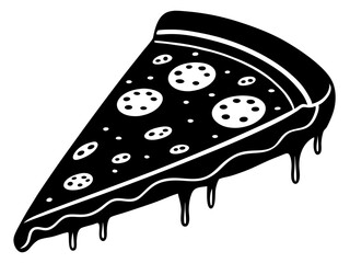 pizza black silhouette vector, Simple silhouette Design vector icon with white background. Food vector 