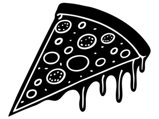 pizza black silhouette vector, Simple silhouette Design vector icon with white background. Food vector 