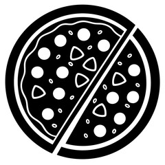 pizza black silhouette vector, Simple silhouette Design vector icon with white background. Food vector 