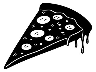 pizza black silhouette vector, Simple silhouette Design vector icon with white background. Food vector 
