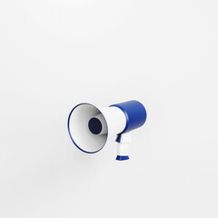 Minimalist Blue and White Bullhorn on a White Background