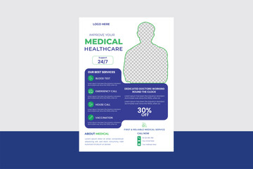 Health care and medical flyer design template