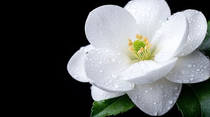 A white flower with water droplets on it