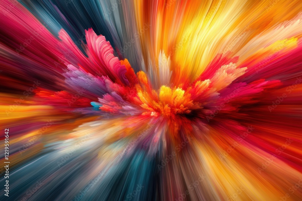 Aufkleber bright and colorful burst of abstract energy radiating in dynamic patterns