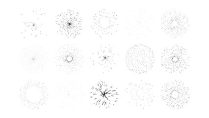 Fireworks Vector Flat Set, Design Elements Isolated