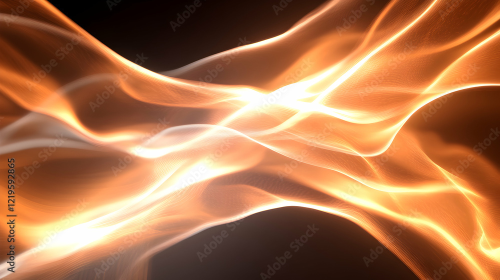 Poster a dynamic abstract representation of flowing light, showcasing vibrant orange and white swirls inter