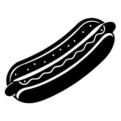 hot dog black silhouette vector, Simple silhouette Design vector icon with white background. Food vector 