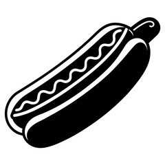 hot dog black silhouette vector, Simple silhouette Design vector icon with white background. Food vector 