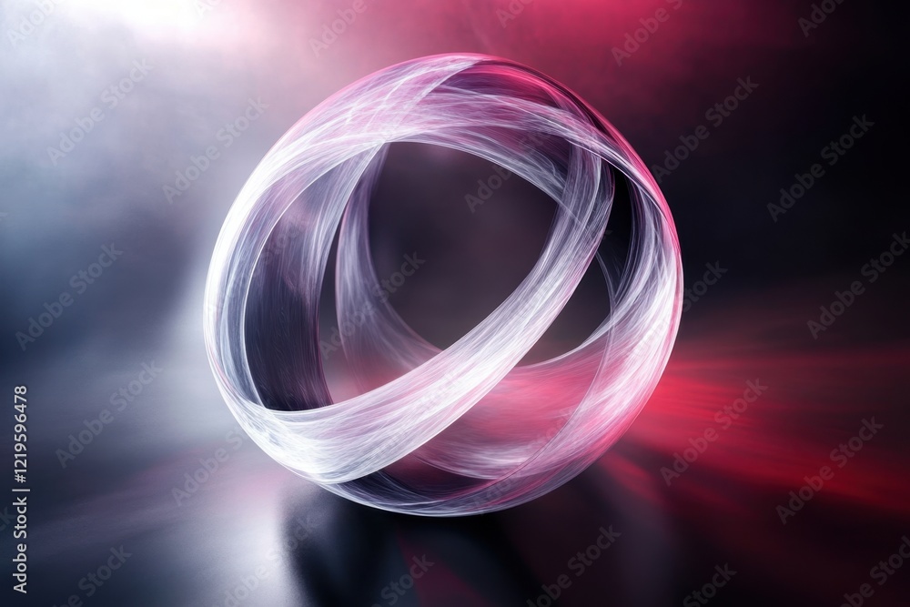 Poster abstract swirling sphere with dynamic lines in vivid colors and glowing effects