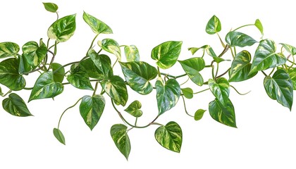 Green leaves of pothos or devil's ivy isolated on white background