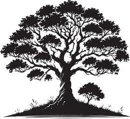 Tree icon silhouette vector with white background
