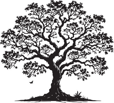 Tree icon silhouette vector with white background
