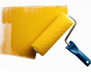 Obraz premium An lonely yellow paint roller on a clear backdrop