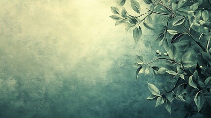 Serene Green Leaves on Textured Background