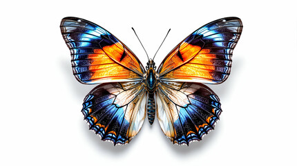 Obraz premium Ultra-Realistic Close-Up of a Vibrant Butterfly on a Pure White Background