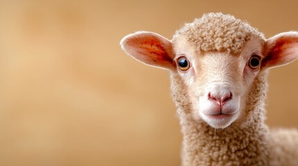 Naklejka premium a close up of a baby lamb looking at the camera with a blurred background The resolution of the image is 1920x1200